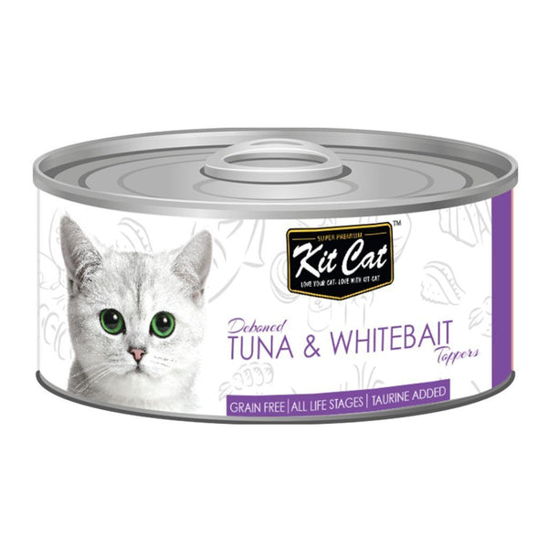 Kit Cat Deboned Tuna & Whitebait Toppers Canned Cat Food, 80g - Happy Hoomans