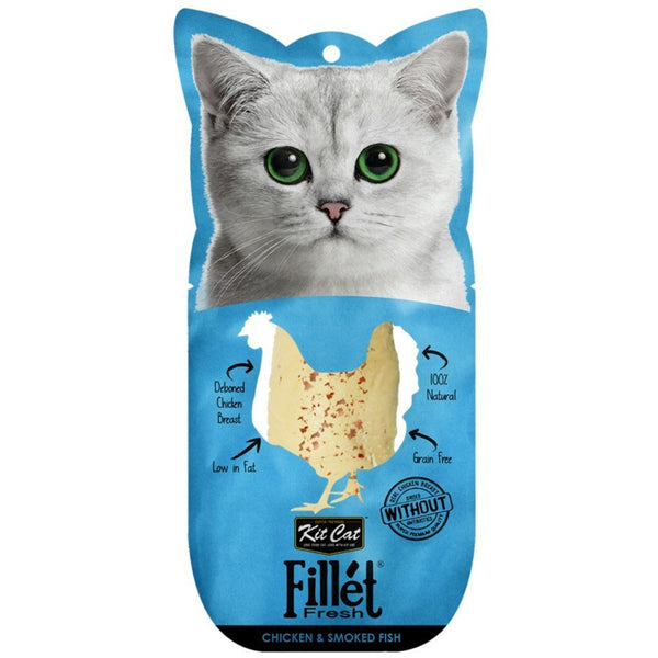 Kit Cat Fillet Fresh Chicken & Smoked Fish Cat Treats, 30g - Happy Hoomans