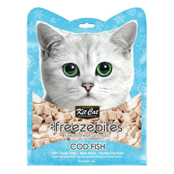 Kit Cat Freezebites Cod Fish Freeze-Dried Cat Treats, 15g - Happy Hoomans