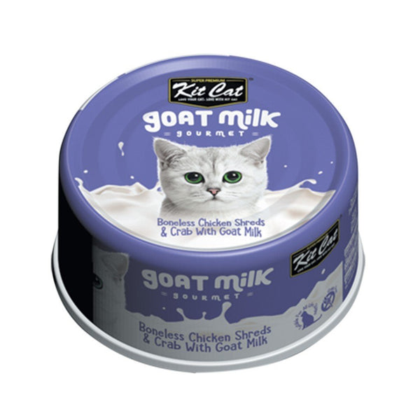 Kit Cat Goat Milk Gourmet Boneless Chicken Shreds & Crab Canned Cat Food, 70g - Happy Hoomans