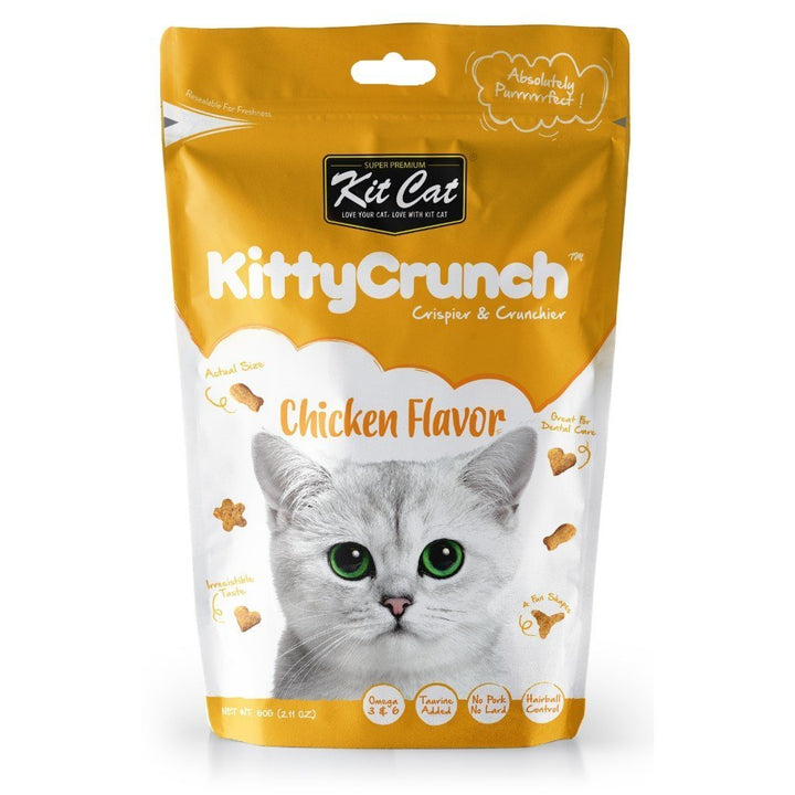 Kit Cat Kitty Crunch Chicken Flavor Cat Treats, 60g - Happy Hoomans