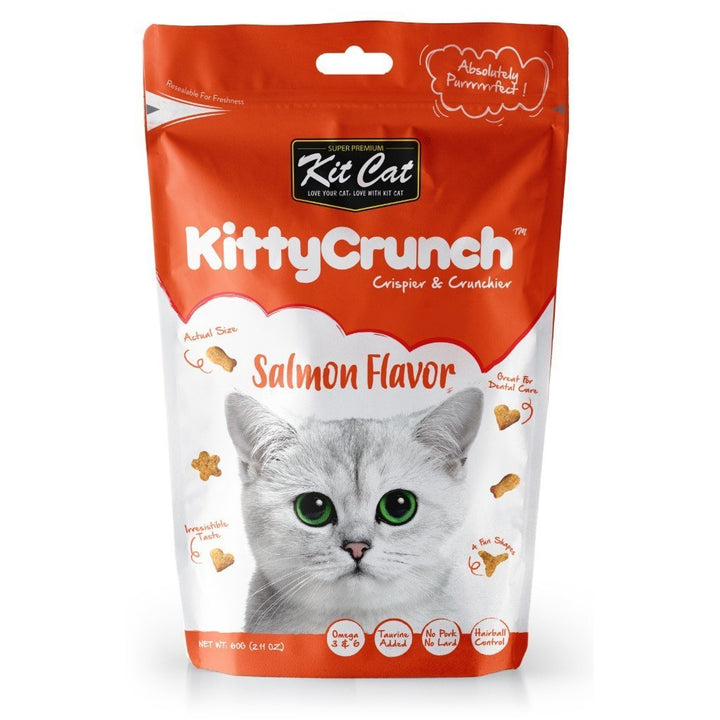 Kit Cat Kitty Crunch Salmon Flavor Cat Treats, 60g - Happy Hoomans