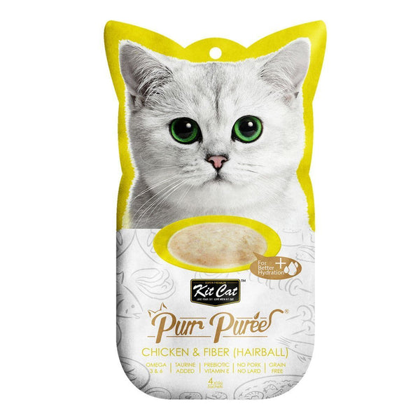 Kit Cat Purr Puree Chicken & Fiber Cat Treats, 4 x 15g - Happy Hoomans