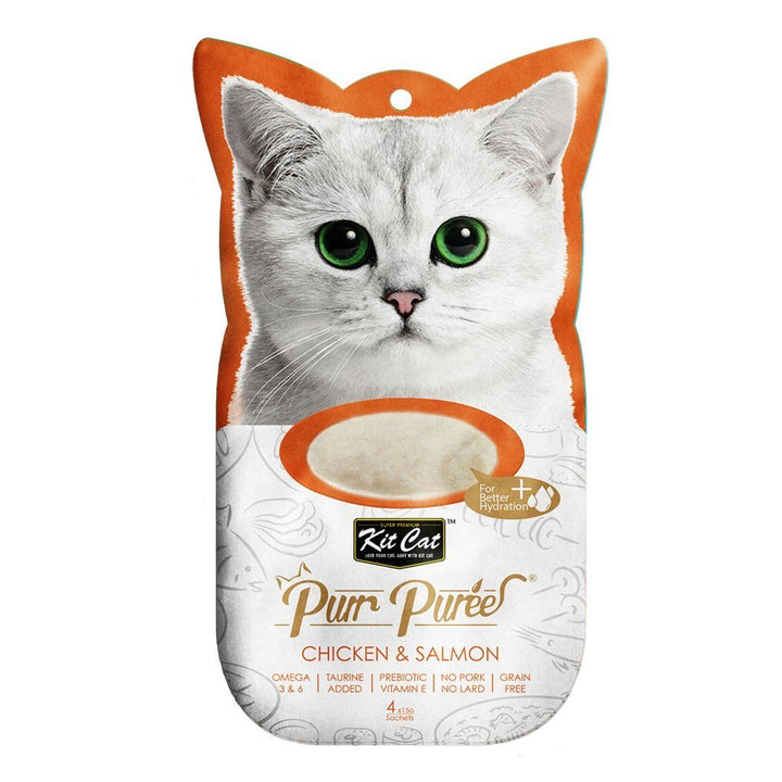 Kit Cat Purr Puree Chicken & Salmon Cat Treats, 4 x 15g - Happy Hoomans