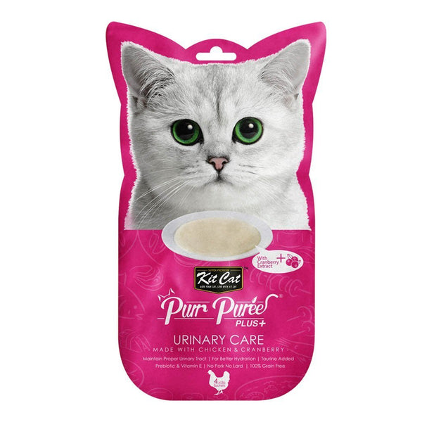 Kit Cat Purr Puree Plus+ Chicken & Cranberry (Urinary Care) Cat Treats, 4 x 15g - Happy Hoomans