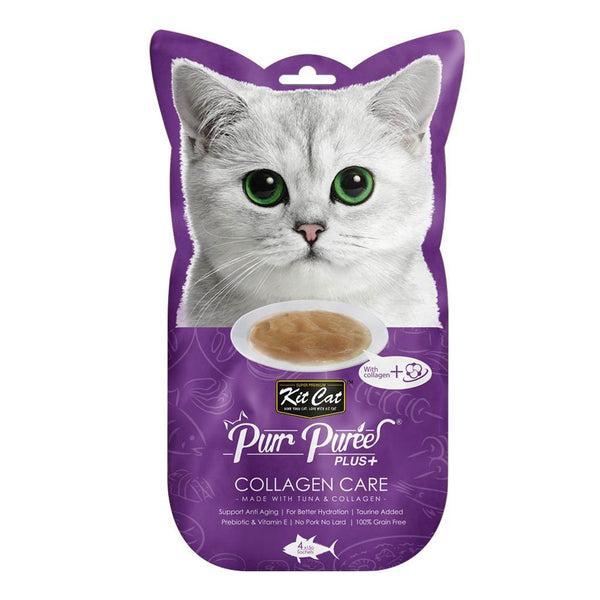 Kit Cat Purr Puree Plus+ Tuna & Collagen (Collagen Care) Cat Treats, 4 x 15g - Happy Hoomans