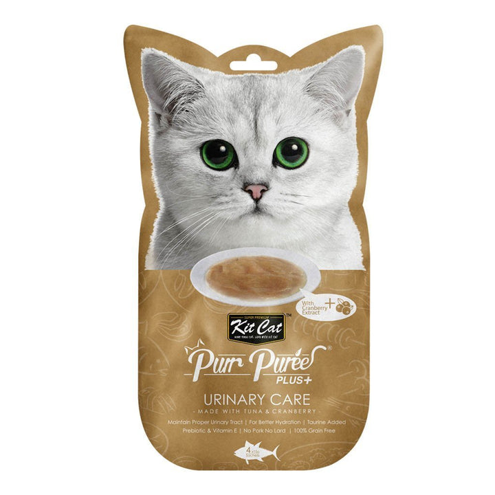 Kit Cat Purr Puree Plus+ Tuna & Cranberry (Urinary Care) Cat Treats, 4 x 15g - Happy Hoomans