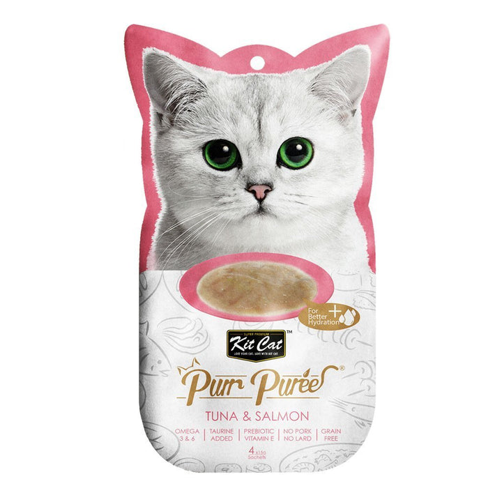 Kit Cat Purr Puree Tuna & Salmon Cat Treats, 4x15g - Happy Hoomans