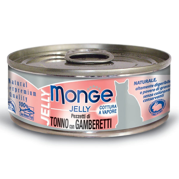 Monge Jelly Yellowfin Tuna With Shrimp Canned Cat Food, 80g - Happy Hoomans