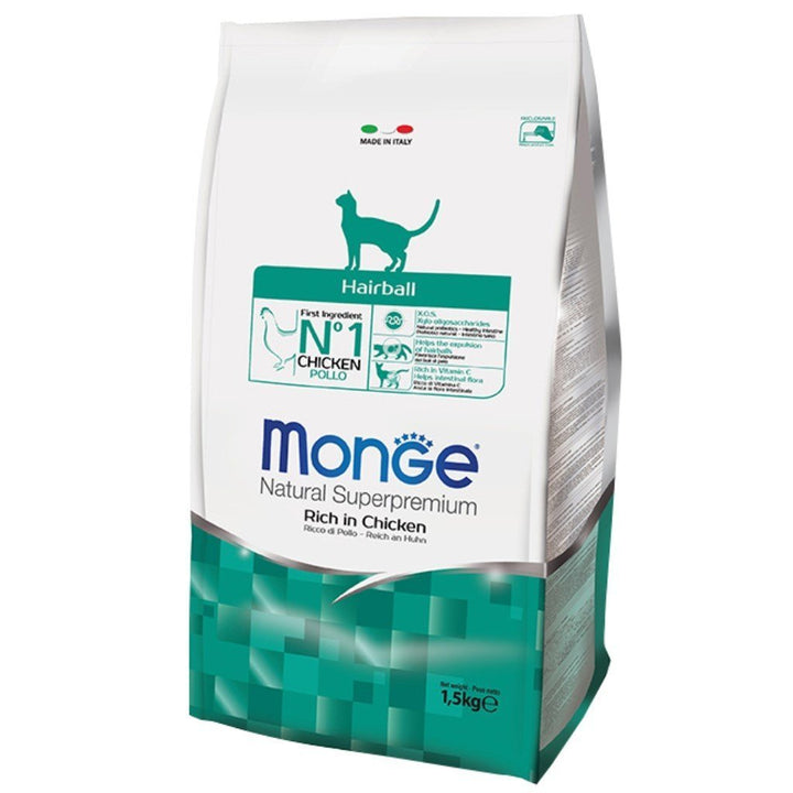 Monge Natural Superpremium Hairball Formula Dry Cat Food, 1.5kg - Happy Hoomans