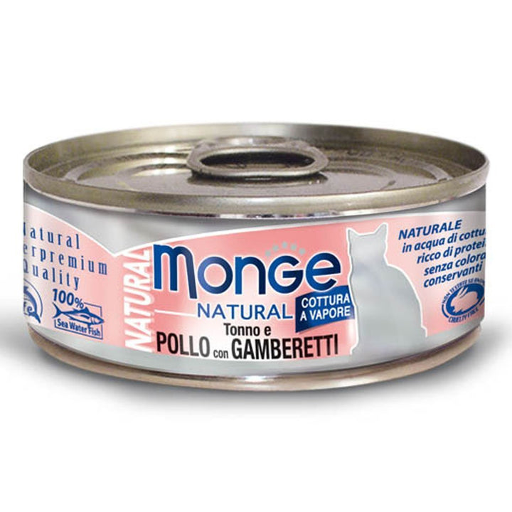 Monge Natural Tuna & Chicken With Shrimps Gluten-Free Canned Cat Food, 80g - Happy Hoomans