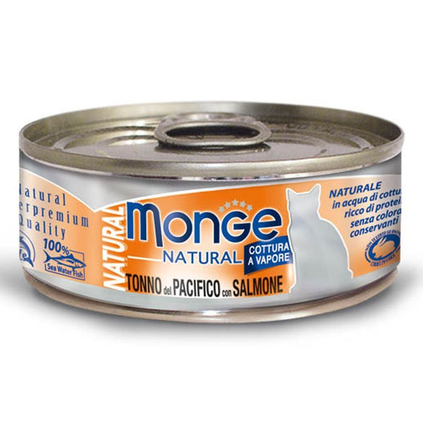 Monge Natural Yellowfin Tuna With Salmon Gluten-Free Canned Cat Food, 80g - Happy Hoomans