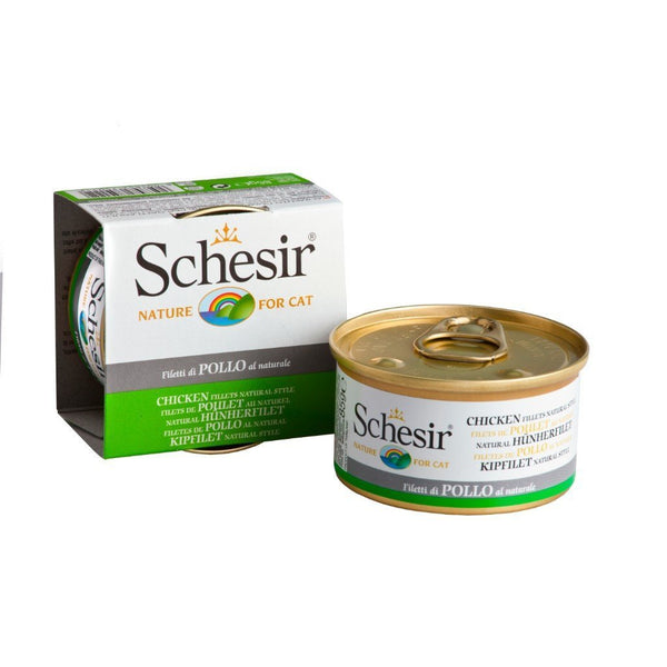 Schesir Chicken Fillets Natural Style in Water Canned Cat Food, 85g - Happy Hoomans