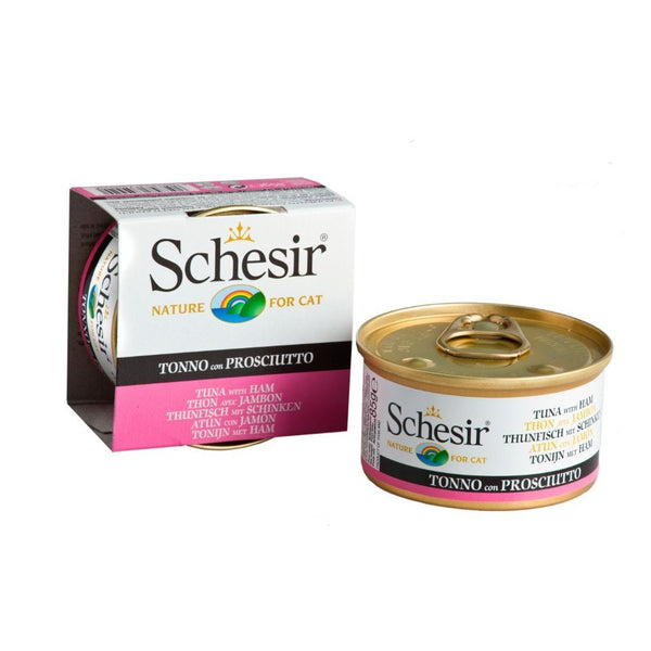 Schesir Chicken Fillets with Ham in Jelly Canned Cat Food, 85g - Happy Hoomans