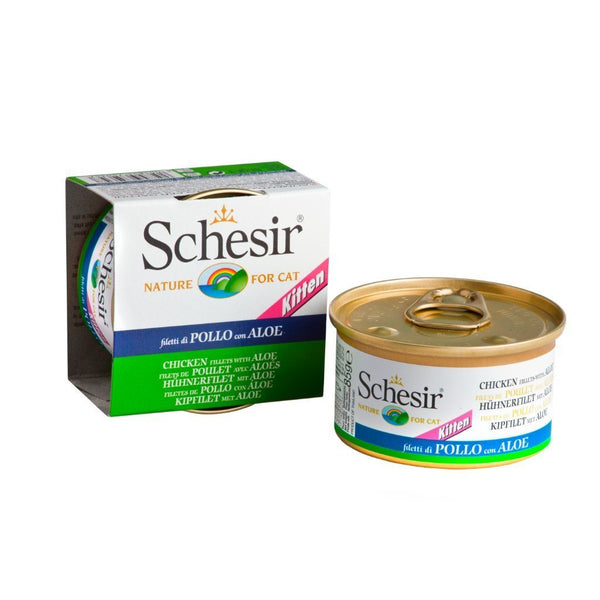 Schesir Kitten Chicken Fillets with Aloe in Jelly Canned Cat Food, 85g - Happy Hoomans
