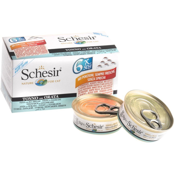 Schesir Multipack Tuna with Seabream in Jelly Canned Cat Food, 6x50g - Happy Hoomans