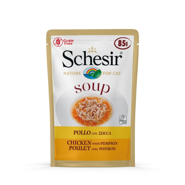 Schesir Soup with Chicken & Pumpkin Wet Cat Food, 85g - Happy Hoomans