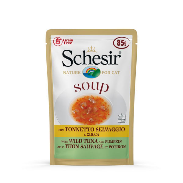 Schesir Soup with Wild Tuna & Pumpkin Wet Cat Food, 85g - Happy Hoomans