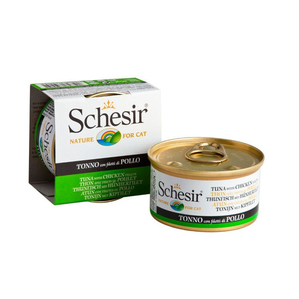 Schesir Tuna with Chicken Fillet in Jelly Canned Cat Food, 85g - Happy Hoomans