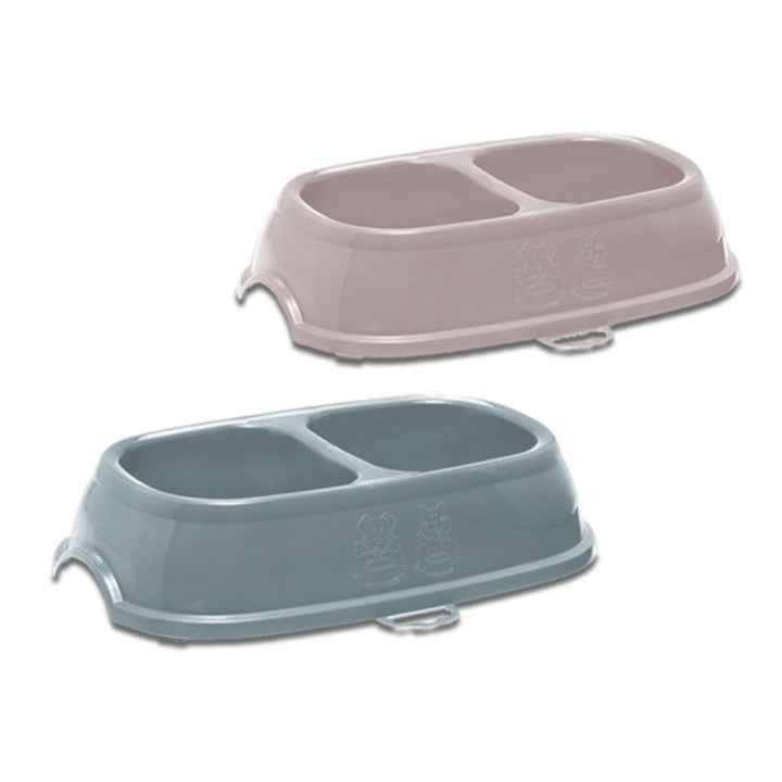 Stefanplast Break Double Pet Bowl - Steel Blue (2 Sizes) - Happy Hoomans