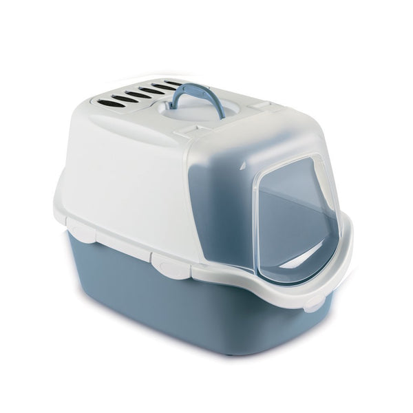 Stefanplast Cathy Easy Clean Cat Litter Box - Steel Blue - Happy Hoomans