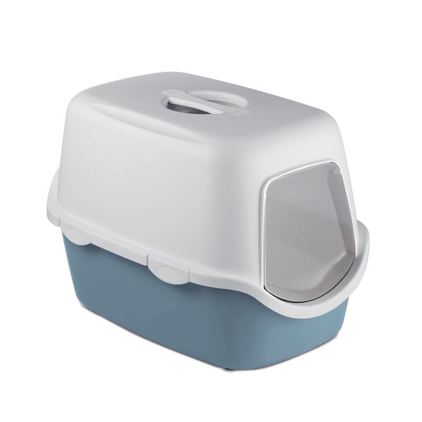 Stefanplast Cathy Filter Cat Litter Box - Steel Blue - Happy Hoomans