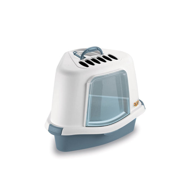 Stefanplast Sprint Corner Plus Cat Litter Box - Steel Blue - Happy Hoomans