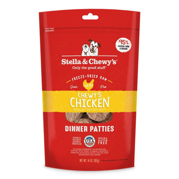 Stella & Chewy's Chewy' Chicken Dinner Patties Freeze-Dried Raw Dog Food (2 Sizes) - Happy Hoomans