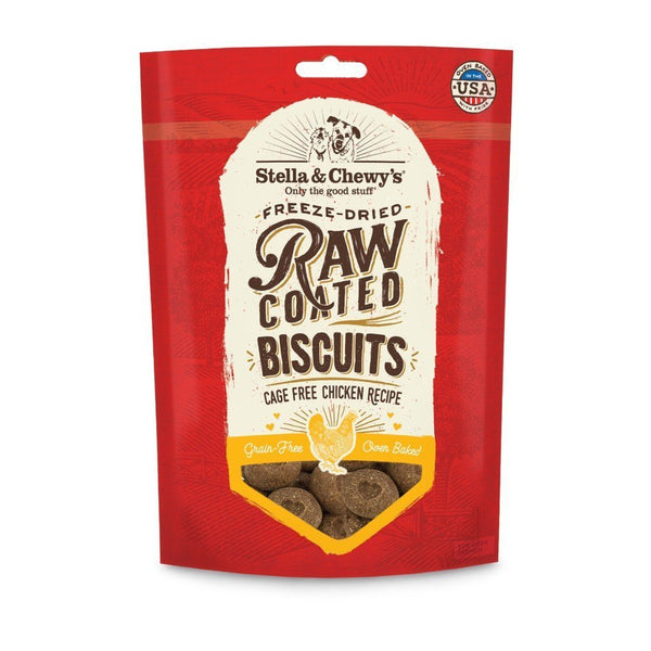 Stella & Chewy's Chicken Recipe Raw Coated Biscuits Freeze-Dried Dog Treats, 9oz - Happy Hoomans