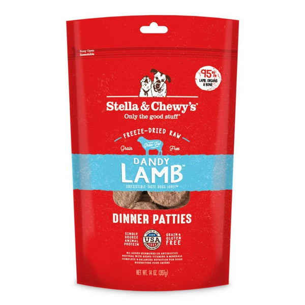 Stella & Chewy's Dandy Lamb Dinner Patties Freeze-Dried Raw Dog Food (2 Sizes) - Happy Hoomans