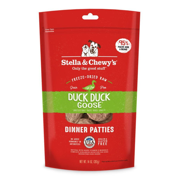 Stella & Chewy's Duck Duck Goose Dinner Patties Freeze-Dried Raw Dog Food (2 Sizes) - Happy Hoomans