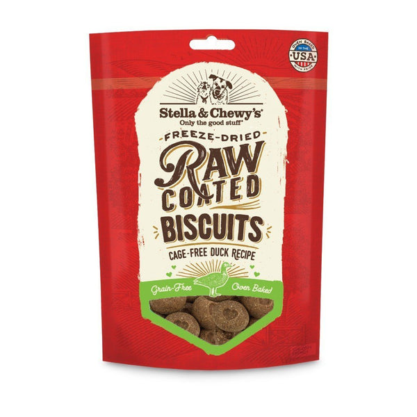 Stella & Chewy's Duck Recipe Raw Coated Biscuits Freeze-Dried Dog Treats, 9oz - Happy Hoomans