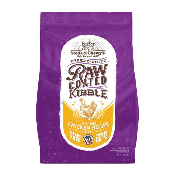Stella & Chewy's Freeze-Dried Raw Coated Kibble Chicken Recipe Dry Cat Food (2 Sizes) - Happy Hoomans