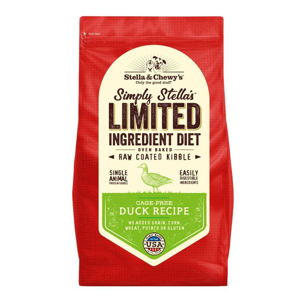 Stella & Chewy's Limited Ingredient Duck Recipe Raw Coated Kibble Dry Dog Food, (2 Sizes) - Happy Hoomans