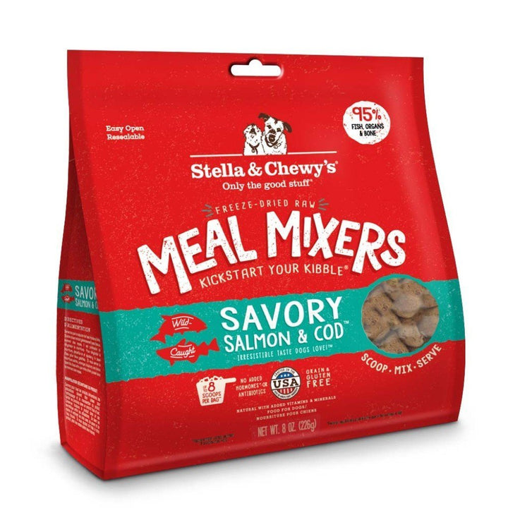Stella & Chewy's Savory Salmon & Cod Meal Mixers Freeze-Dried Raw Dog Food Topper (2 Sizes) - Happy Hoomans