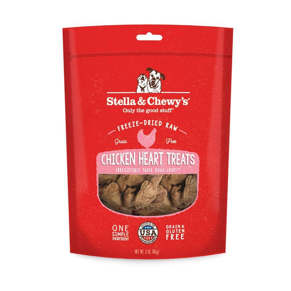 Stella & Chewy's Single Ingredient Chicken Heart Freeze-Dried Raw Dog Treats, 3oz - Happy Hoomans