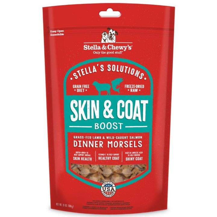 Stella & Chewy's Stella’s Solutions Skin & Coat Boost Lamb & Salmon Freeze-Dried Raw Dog Food, 368g - Happy Hoomans