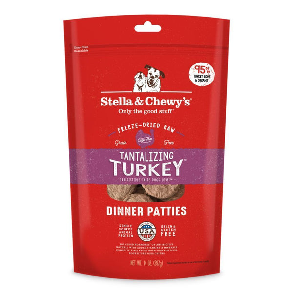 Stella & Chewy's Tantalizing Turkey Dinner Patties Freeze-Dried Raw Dog Food, 14oz - Happy Hoomans