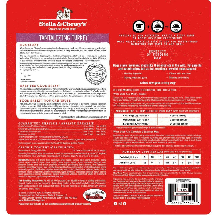 Stella & Chewy's Tantalizing Turkey Meal Mixers Freeze-Dried Raw Dog Food Topper (2 Sizes) - Happy Hoomans