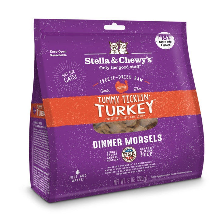 Stella & Chewy's Tummy Ticklin Turkey Dinner Morsels Freeze-Dried Raw Cat Food (2 Sizes) - Happy Hoomans