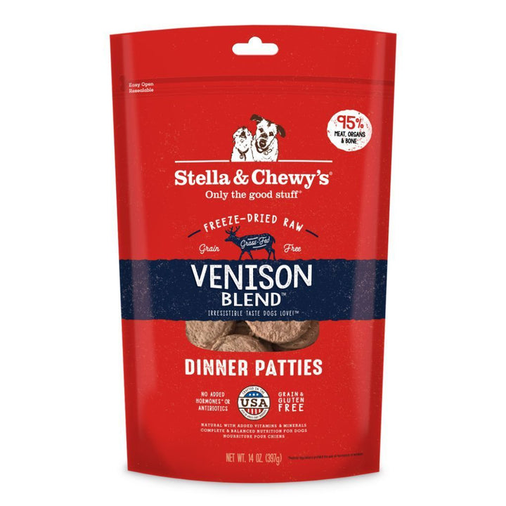 Stella & Chewy's Venison Blend Dinner Patties Freeze-Dried Raw Dog Food, 14oz - Happy Hoomans