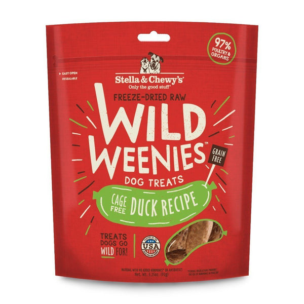 Stella & Chewy's Wild Weenies Duck Recipe Freeze-Dried Raw Dog Treats, 3.25oz - Happy Hoomans
