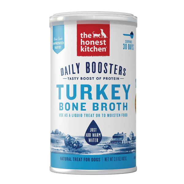 The Honest Kitchen Daily Boosters Instant Turkey Bone Broth with Turmeric Pet Food Topper, 102g - Happy Hoomans