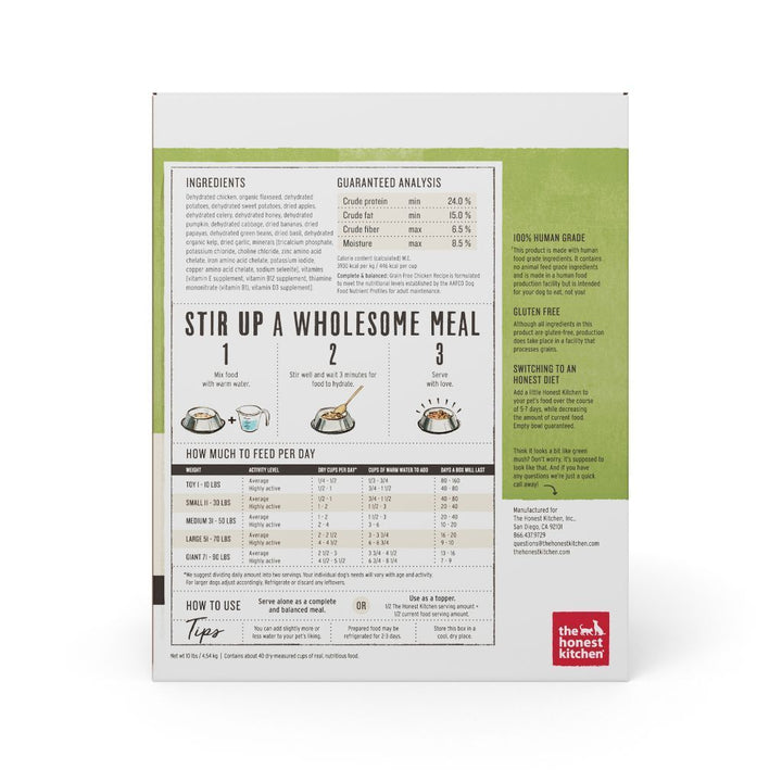 The Honest Kitchen Grain-Free Chicken Recipe Dehydrated Dog Food (3 Sizes) - Happy Hoomans