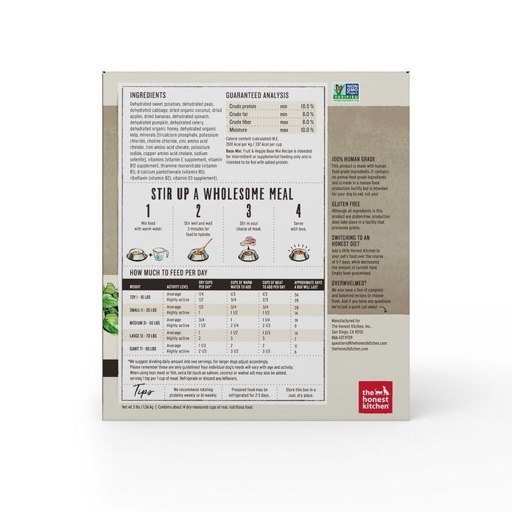 The Honest Kitchen Grain-Free Fruit & Veggie Base-Mix Dehydrated Dog Food Topper (2 Sizes) - Happy Hoomans
