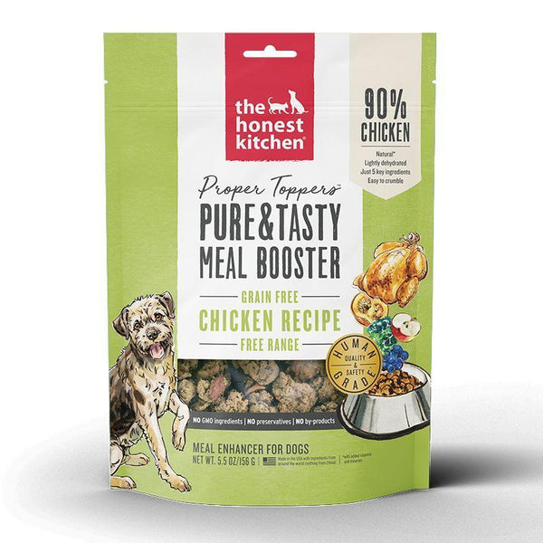 The Honest Kitchen Proper Toppers Grain-Free Chicken Recipe Dehydrated Dog Food Topper, 156g - Happy Hoomans