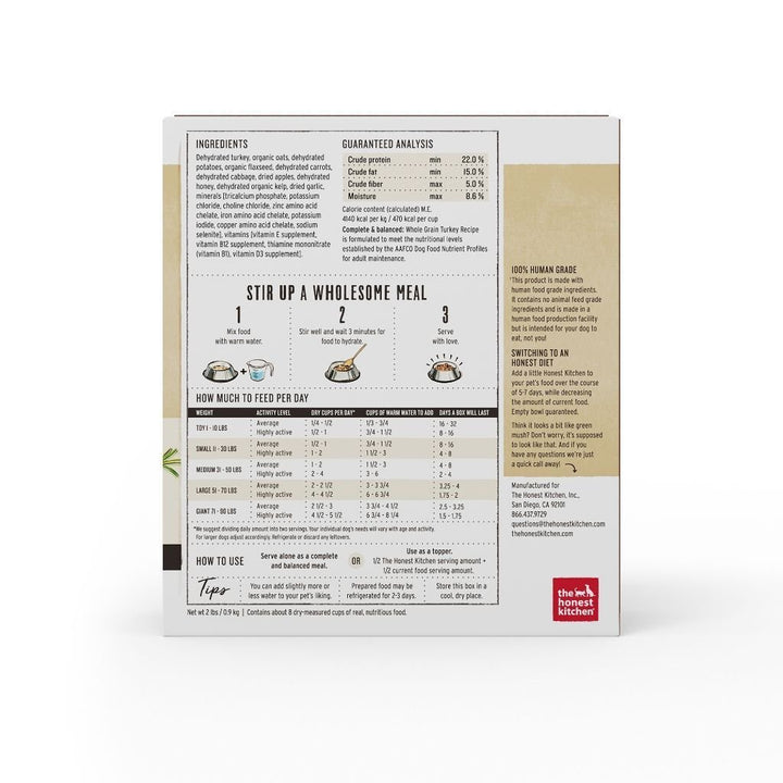 The Honest Kitchen Whole-Grain Turkey Recipe Dehydrated Dog Food (2 Sizes) - Happy Hoomans
