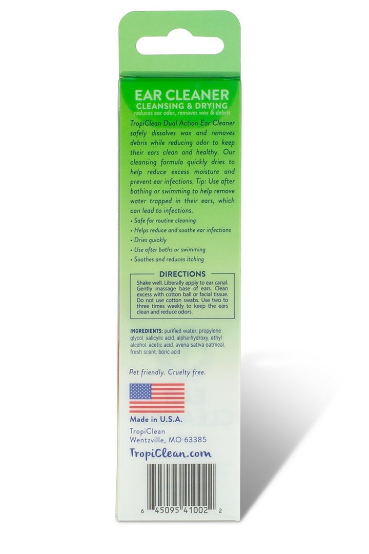 Tropiclean Dual Action Ear Cleaner for Pets, 4 oz - Happy Hoomans