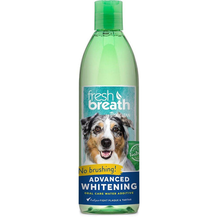 Tropiclean Fresh Breath Advanced Whitening Oral Care Water Additive for Dogs, 16 oz - Happy Hoomans