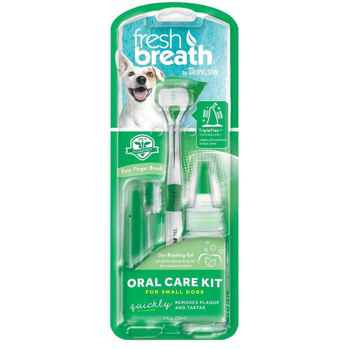 Tropiclean Fresh Breath Oral Care Kit for Dogs (2 Brush Sizes) - Happy Hoomans